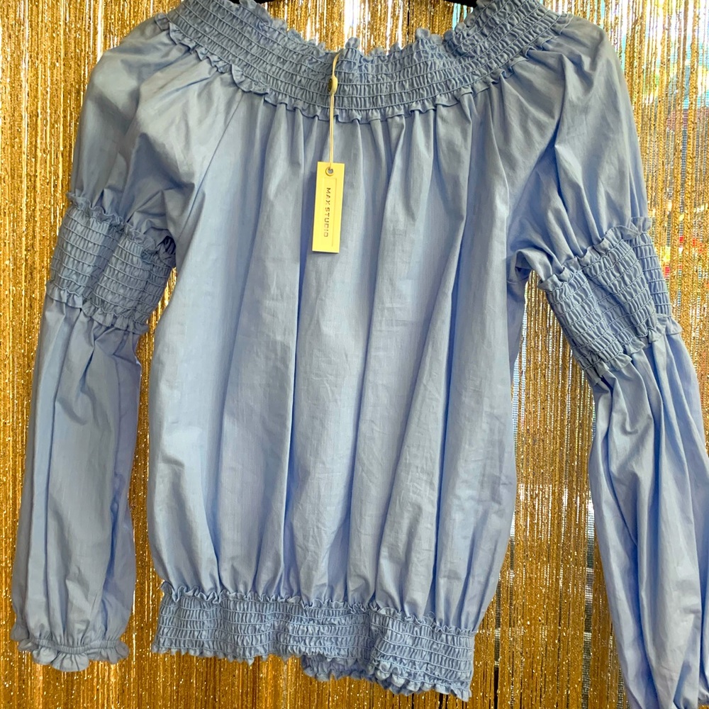 Max Studio NWT off shoulder blue blouse